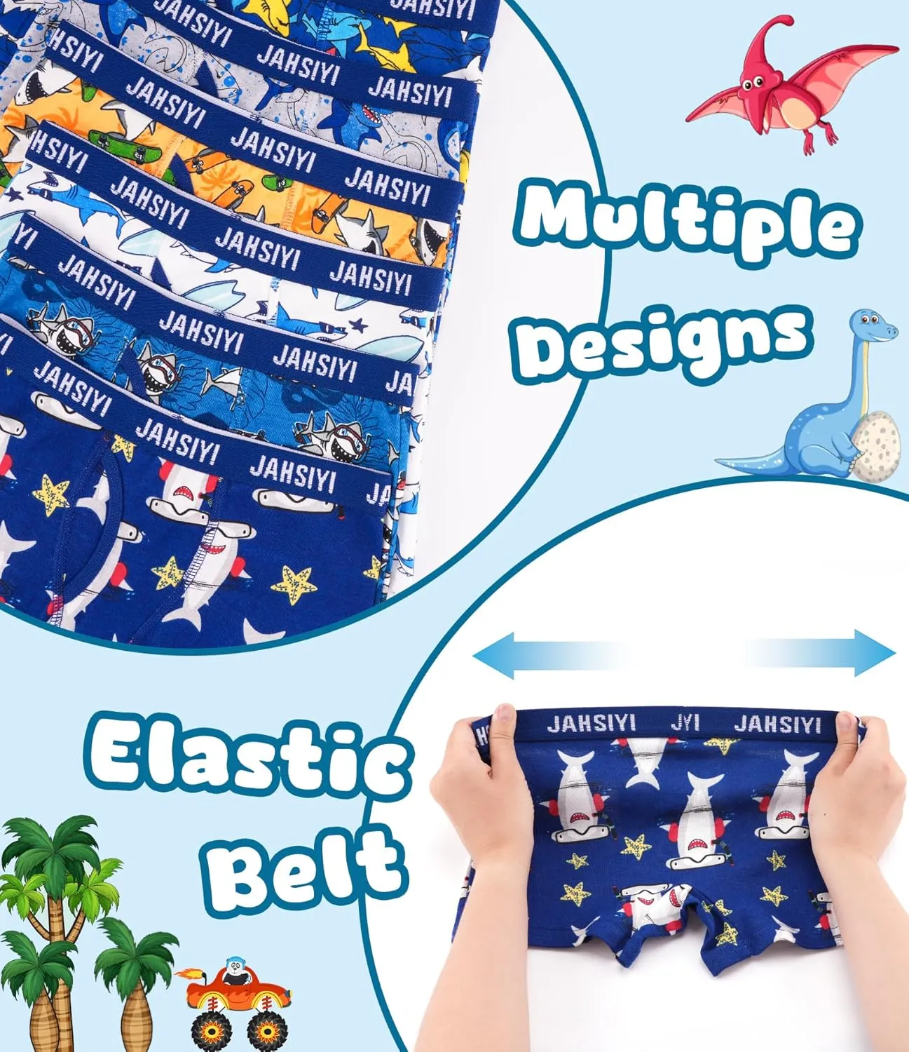 100% Cotton Boys Boxer Briefs Tagless Toddler Underwear (6-Pack)