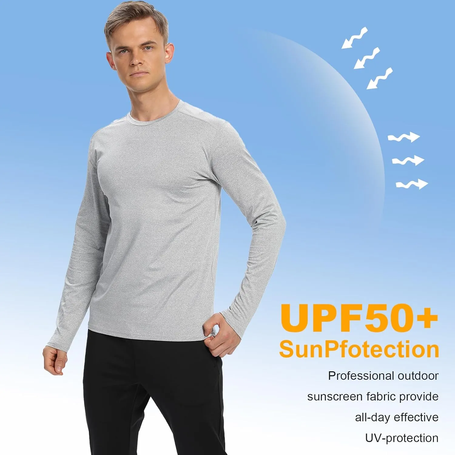 1/3 /6 Pack Men’s Long Sleeve T Shirts,Running Sun Protection UPF 50  Shirts Quick-Dry Lightweight Workout T-Shirts