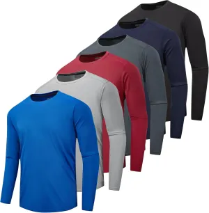 1/3 /6 Pack Men’s Long Sleeve T Shirts,Running Sun Protection UPF 50  Shirts Quick-Dry Lightweight Workout T-Shirts