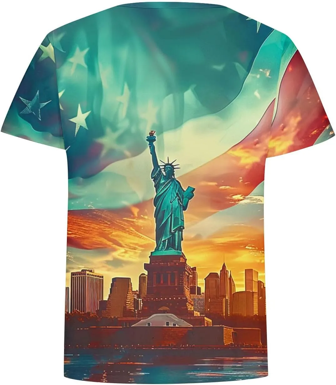4th of July Shirts Women Short Sleeve Round Neck Pullover USA Flag Print Tshirt Vintage Festival Clothes 2025 Summer