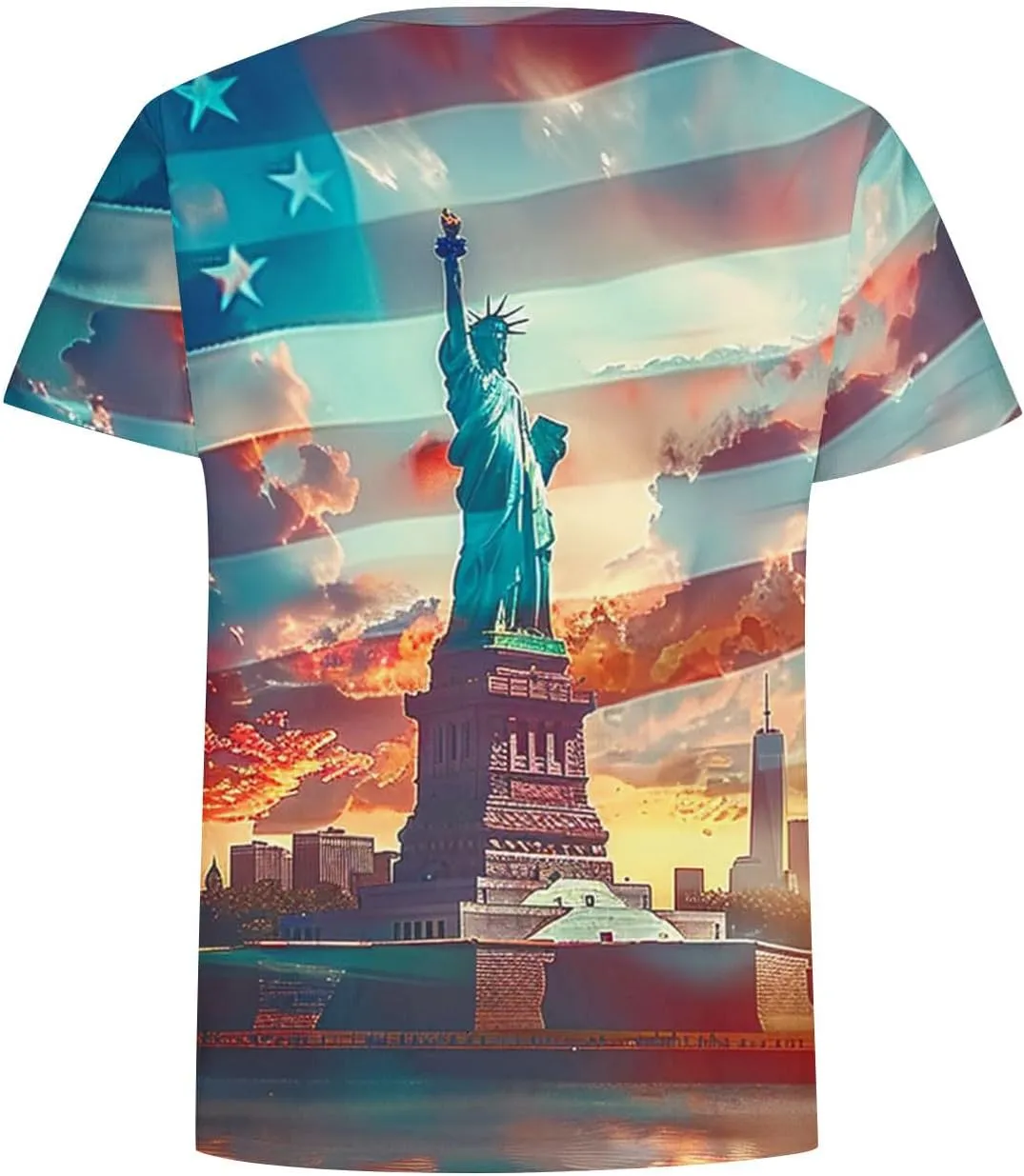 4th of July Shirts Women Short Sleeve Round Neck Pullover USA Flag Print Tshirt Vintage Festival Clothes 2025 Summer