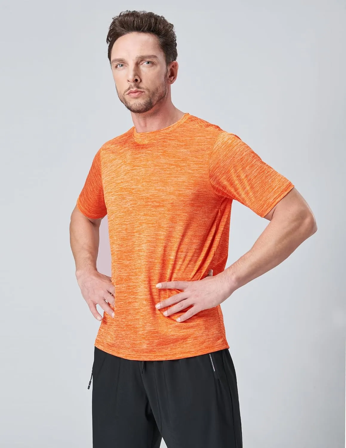5 Pack Men’s Active Quick Dry Crew Neck T Shirts | Athletic Running Gym Workout Short Sleeve Tee Tops Bulk