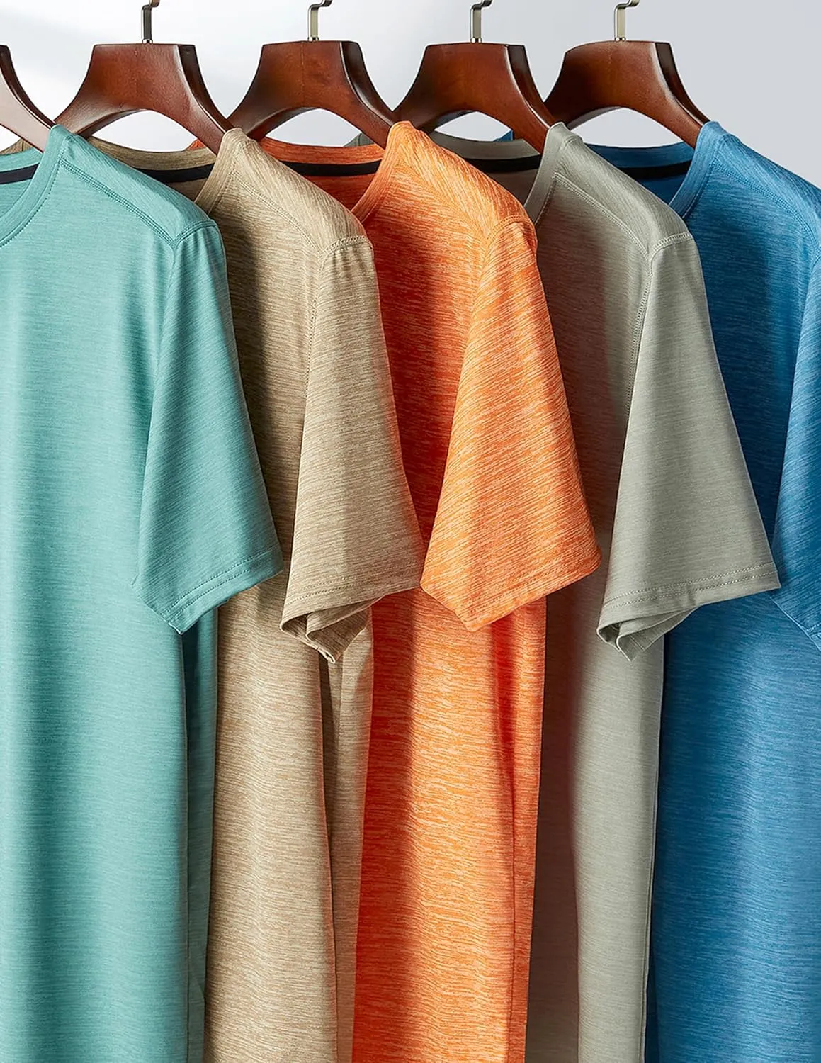 5 Pack Men’s Active Quick Dry Crew Neck T Shirts | Athletic Running Gym Workout Short Sleeve Tee Tops Bulk