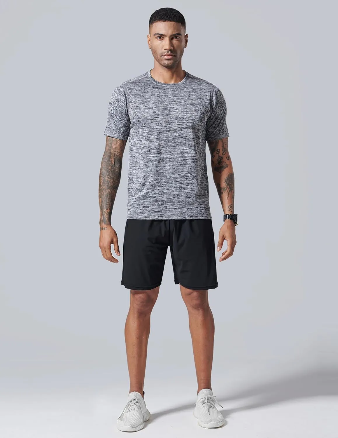 5 Pack Men’s Active Quick Dry Crew Neck T Shirts | Athletic Running Gym Workout Short Sleeve Tee Tops Bulk