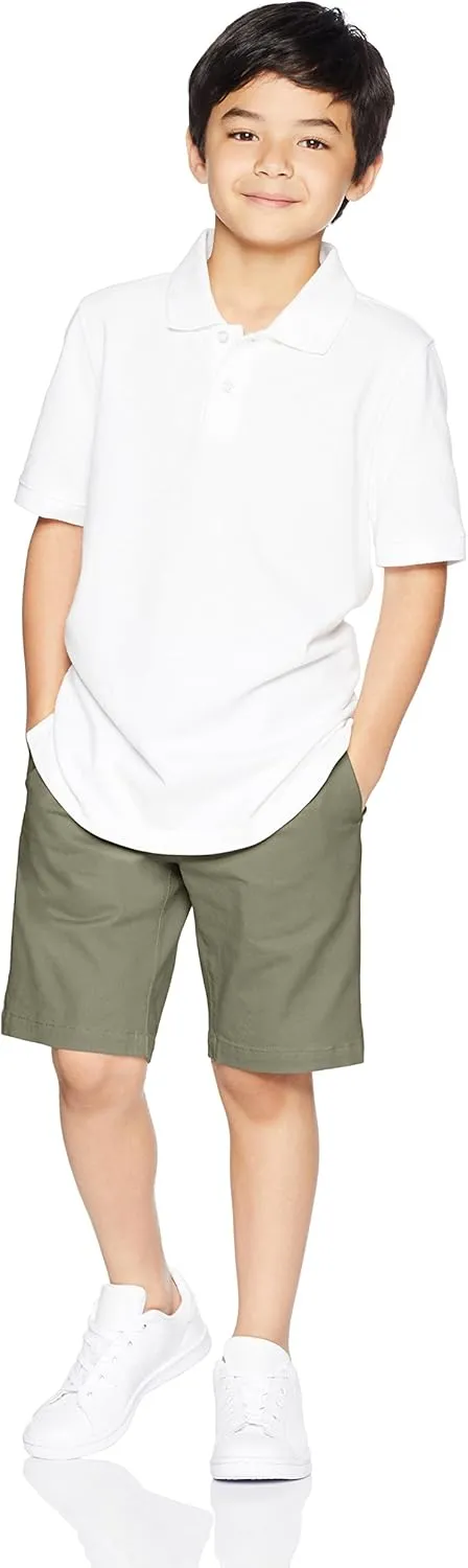 Amazon Essentials Boys and Toddlers' Uniform Woven Chino Flat-Front Shorts with Adjustable Waist, Multipacks