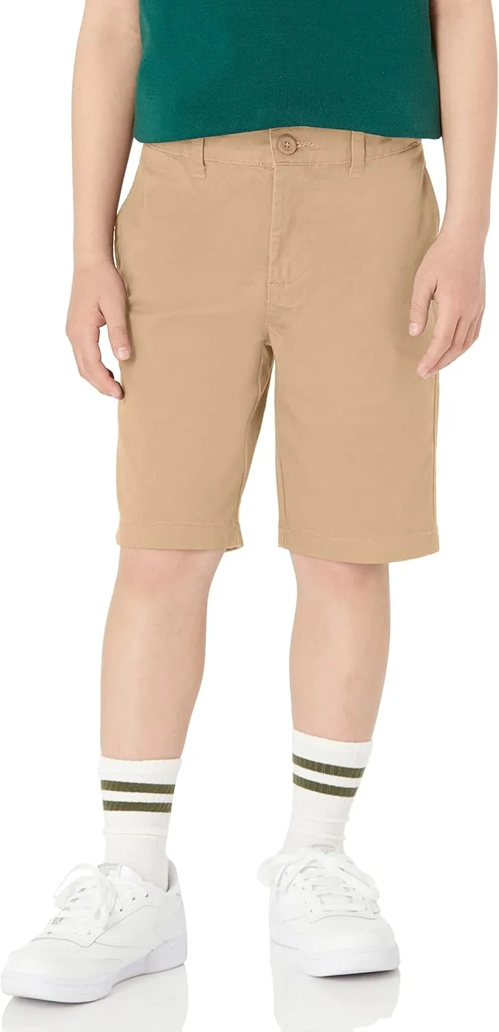 Amazon Essentials Boys and Toddlers' Uniform Woven Flat-Front Shorts (Wrinkle Resistant), Pack of 3