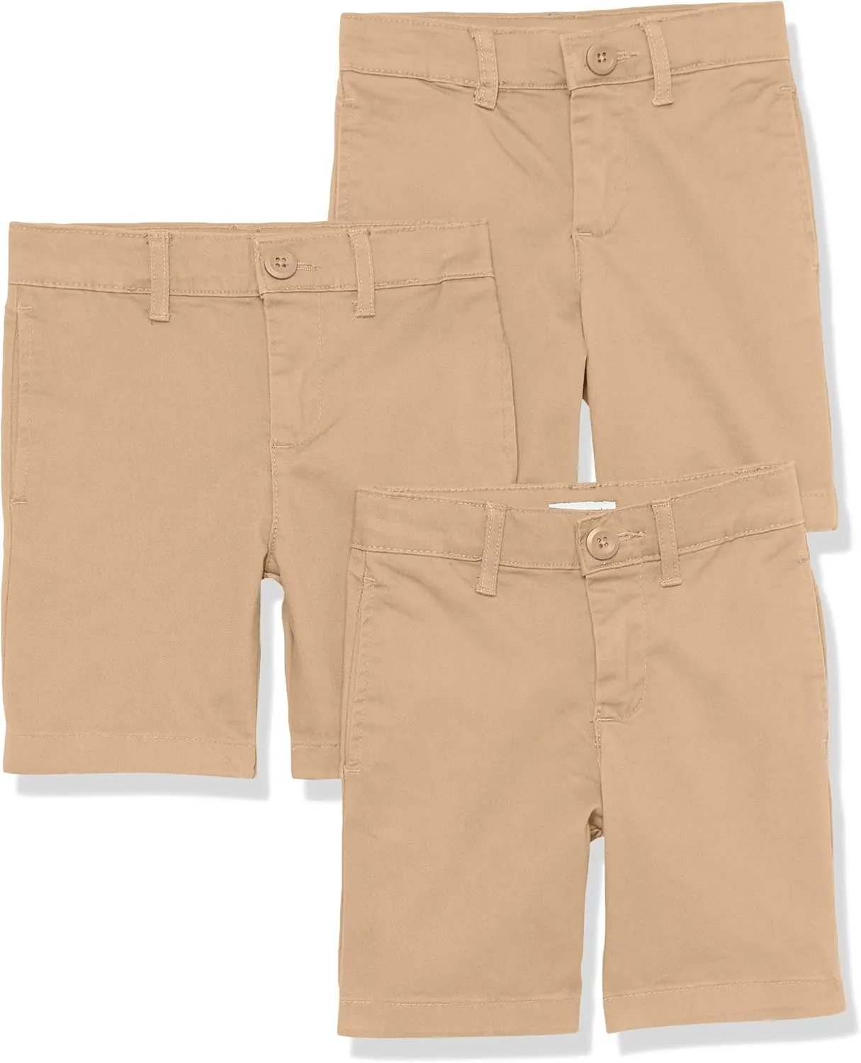 Amazon Essentials Boys and Toddlers' Uniform Woven Flat-Front Shorts (Wrinkle Resistant), Pack of 3