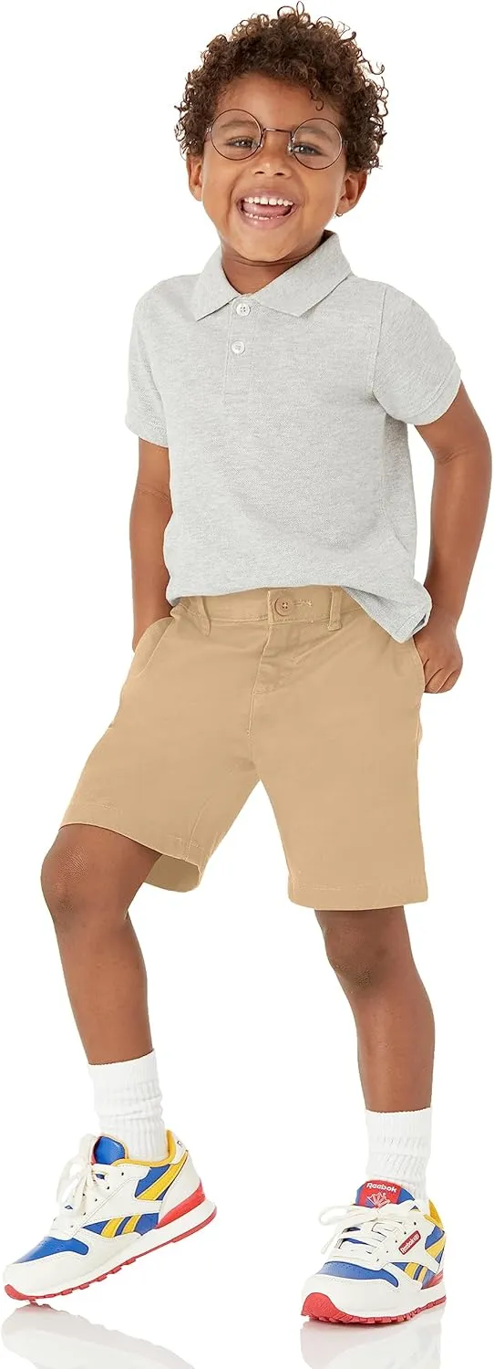 Amazon Essentials Boys and Toddlers' Uniform Woven Flat-Front Shorts (Wrinkle Resistant), Pack of 3