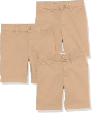 Amazon Essentials Boys and Toddlers' Uniform Woven Flat-Front Shorts (Wrinkle Resistant), Pack of 3