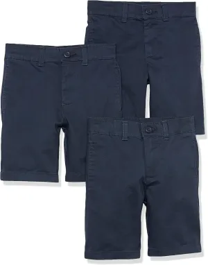 Amazon Essentials Boys and Toddlers' Uniform Woven Flat-Front Shorts (Wrinkle Resistant), Pack of 3