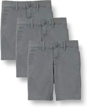 Amazon Essentials Boys and Toddlers' Uniform Woven Flat-Front Shorts (Wrinkle Resistant), Pack of 3
