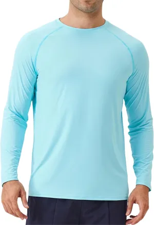 Athletic Shirts for Men Long Sleeve UV Sun Protection Crewneck Tops Casual Loose Breathable Comfy Outdoor Running Tee