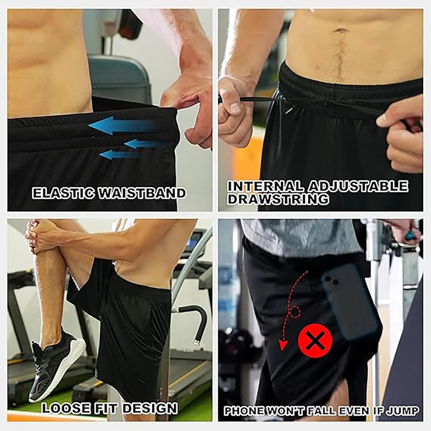 Athletic Shorts for Mens Outdoor Running Training Summer Pants Quick Dry Breathable Elastic Waist Shorts with Pockets