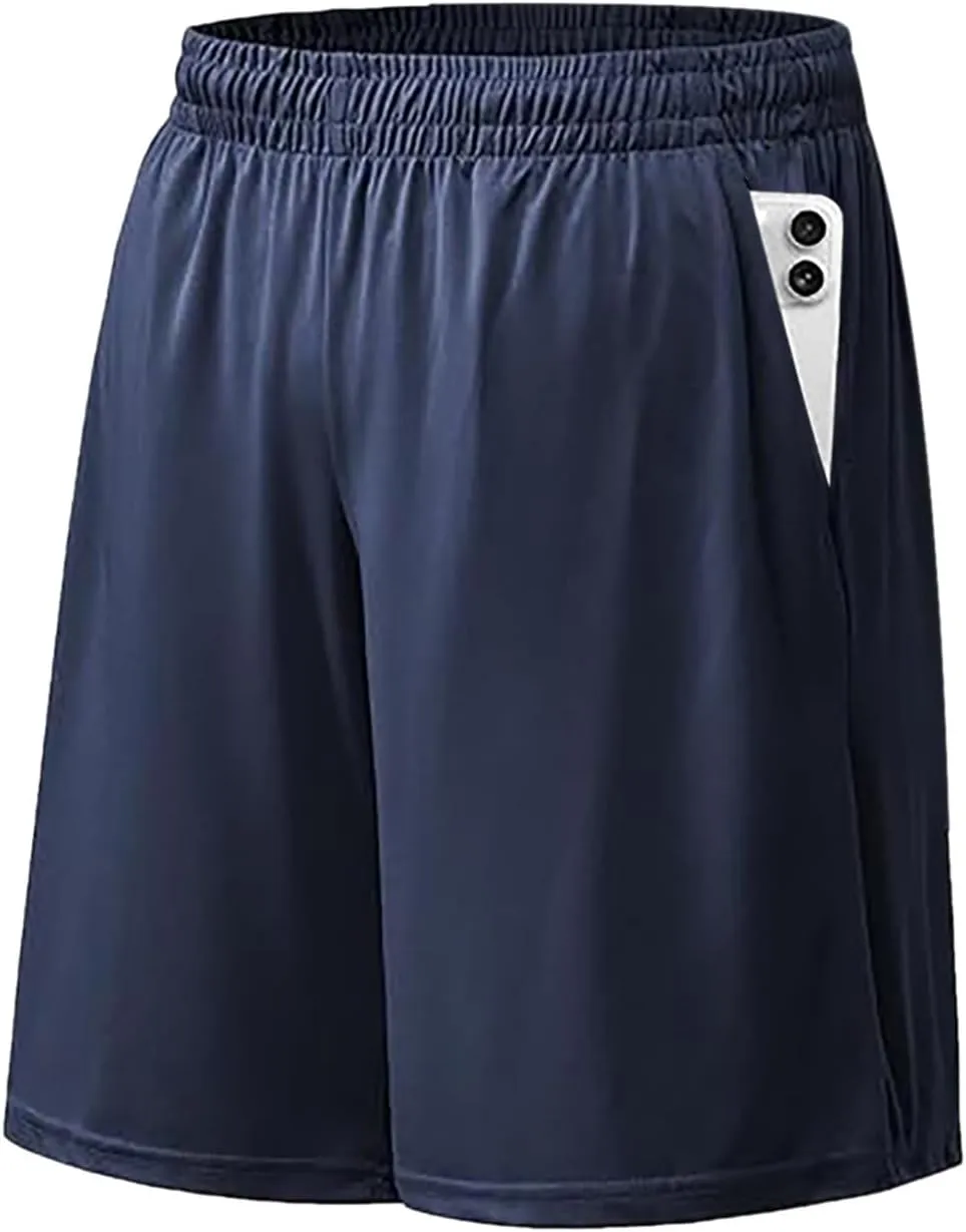 Athletic Shorts for Mens Outdoor Running Training Summer Pants Quick Dry Breathable Elastic Waist Shorts with Pockets