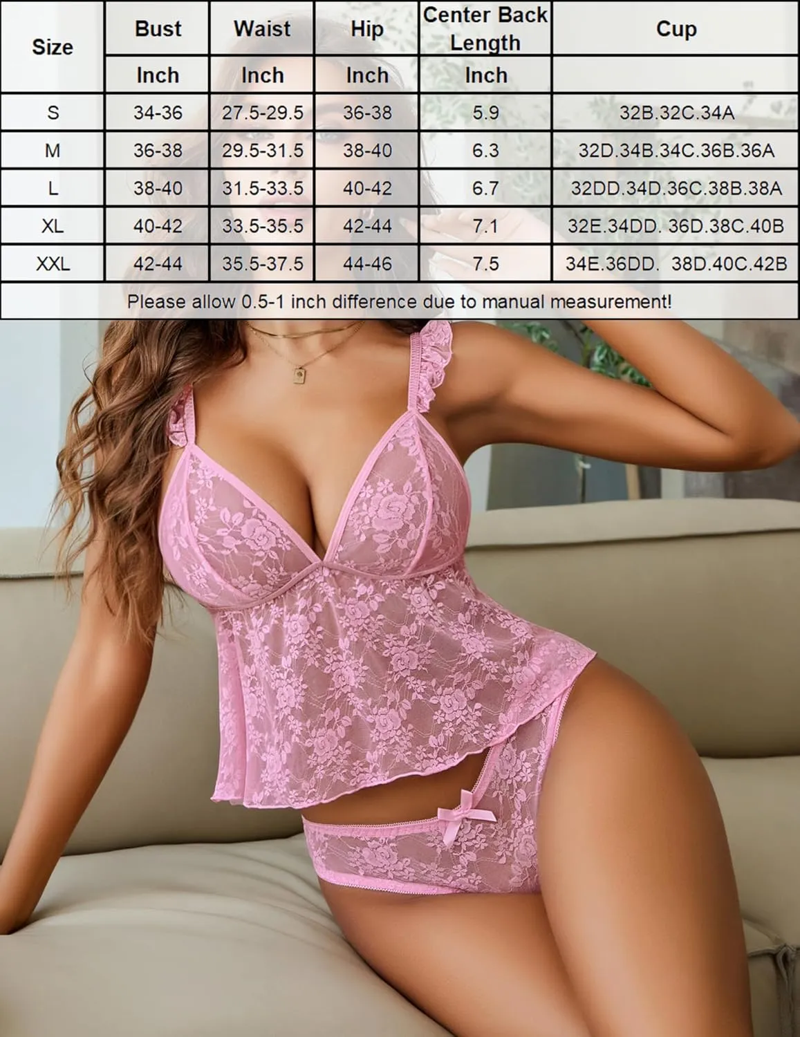 Avidlove Lace Lingerie Set Women's Sexy Bra And Panty Sets Cami Top With Cheeky Underwear 2 Pcs Pjs Sets S-XXL
