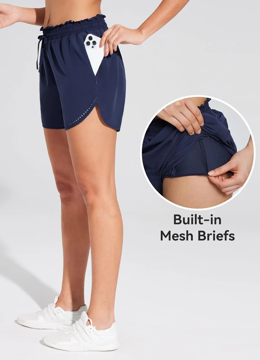 baleaf Women's 4" Running Athletic Shorts Zipper Pockets Quick Dry Lightweight Shorts with Liner Workout Gym Sports Summer