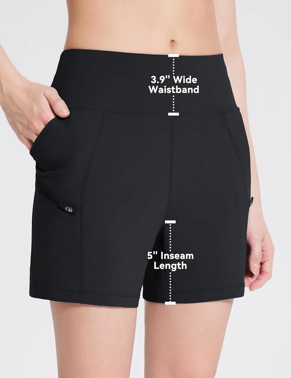 baleaf Women's Athletic Shorts 7 Inch Long Hiking Shorts High Waist Pockets