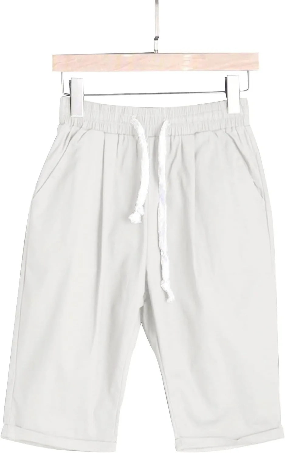 Bermuda Shorts for Women Loose Fit Knee Length Linen Shorts Elastic Waist Workout Shorts Summer Beach Shorts
