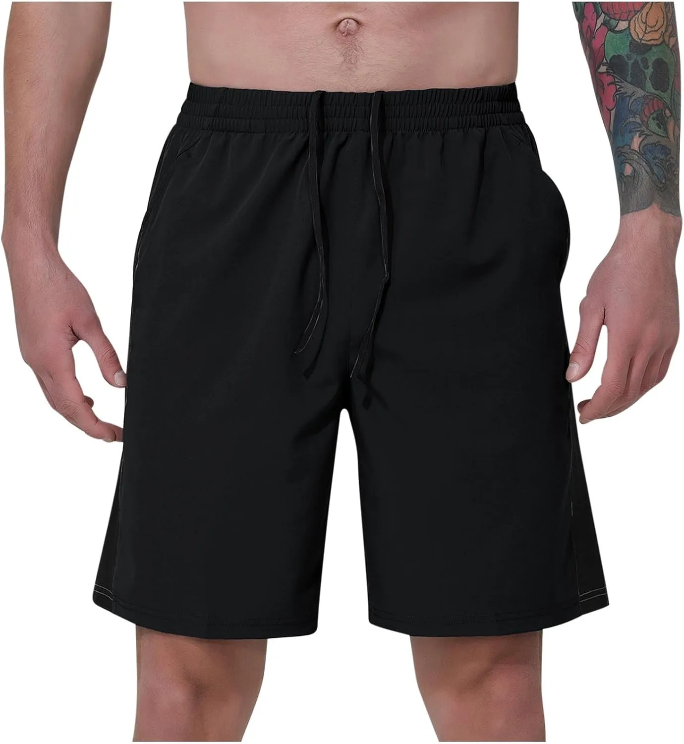 Binmer Men's Athletic Running Shorts Quick Dry Gym Workout Short Pants Casual Drawstring Elastic Waist Shorts for Running