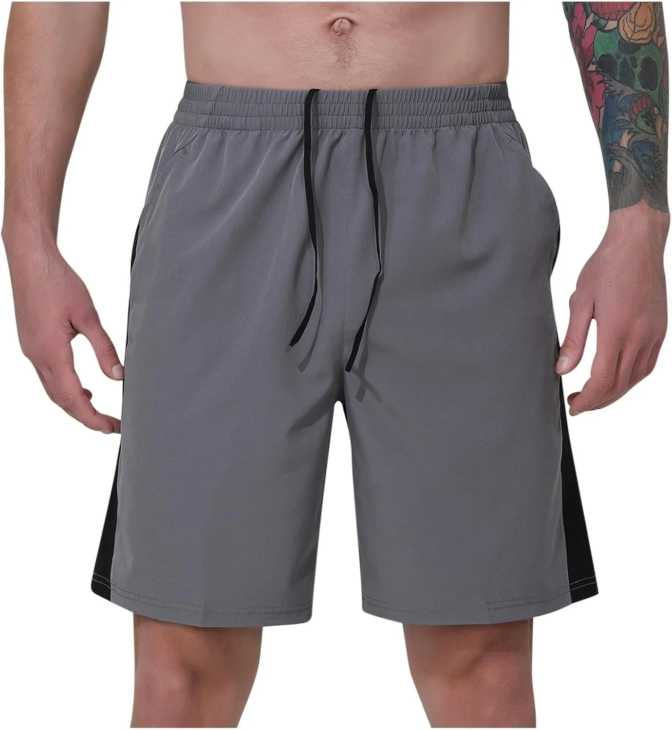 Binmer Men's Athletic Running Shorts Quick Dry Gym Workout Short Pants Casual Drawstring Elastic Waist Shorts for Running