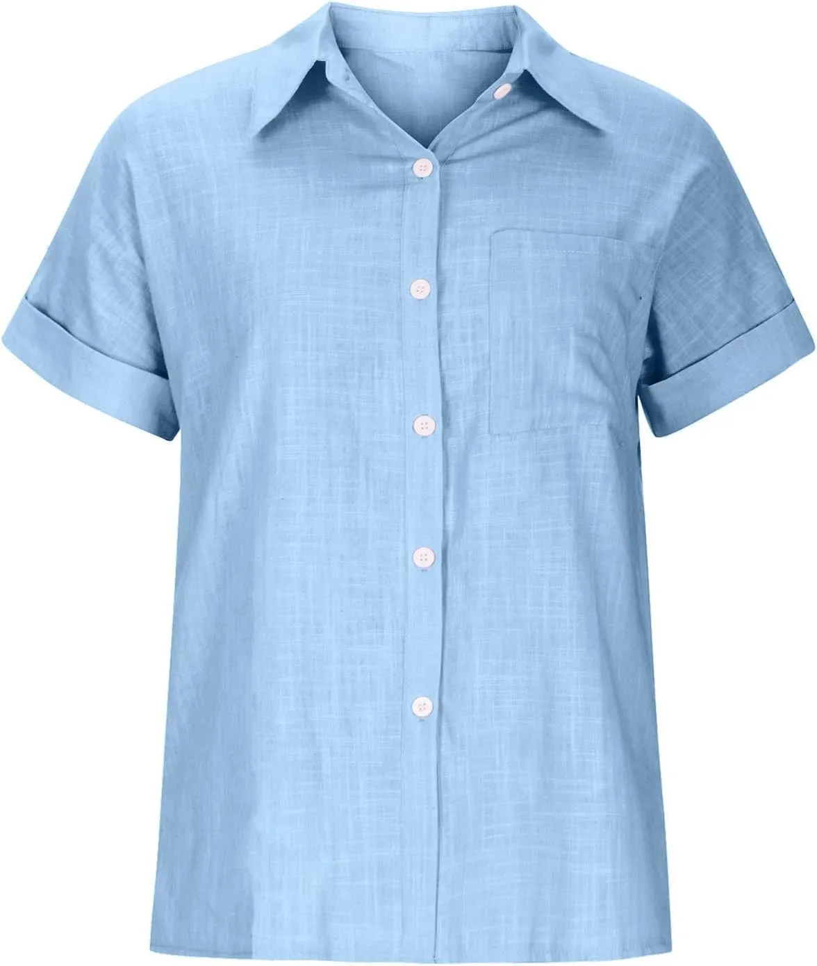Binmer Womens Linen Button Down Shirt 2024 Fashion Plus Size Blouse Summer Casual Loose Dressy Short Sleeve Tops S-5XL