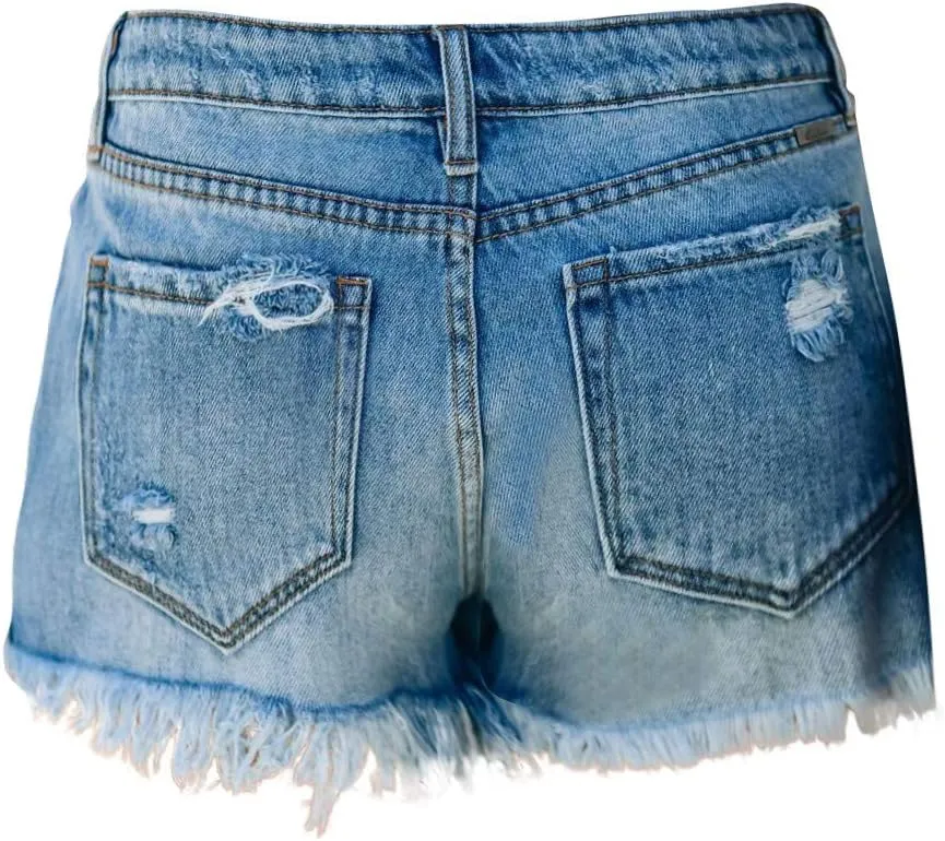 Black Denim Shorts for Women Low Rise Ripped Stretchable Mom Shorts Jeans Solid Fashionable Raw Hem Slim Shorts