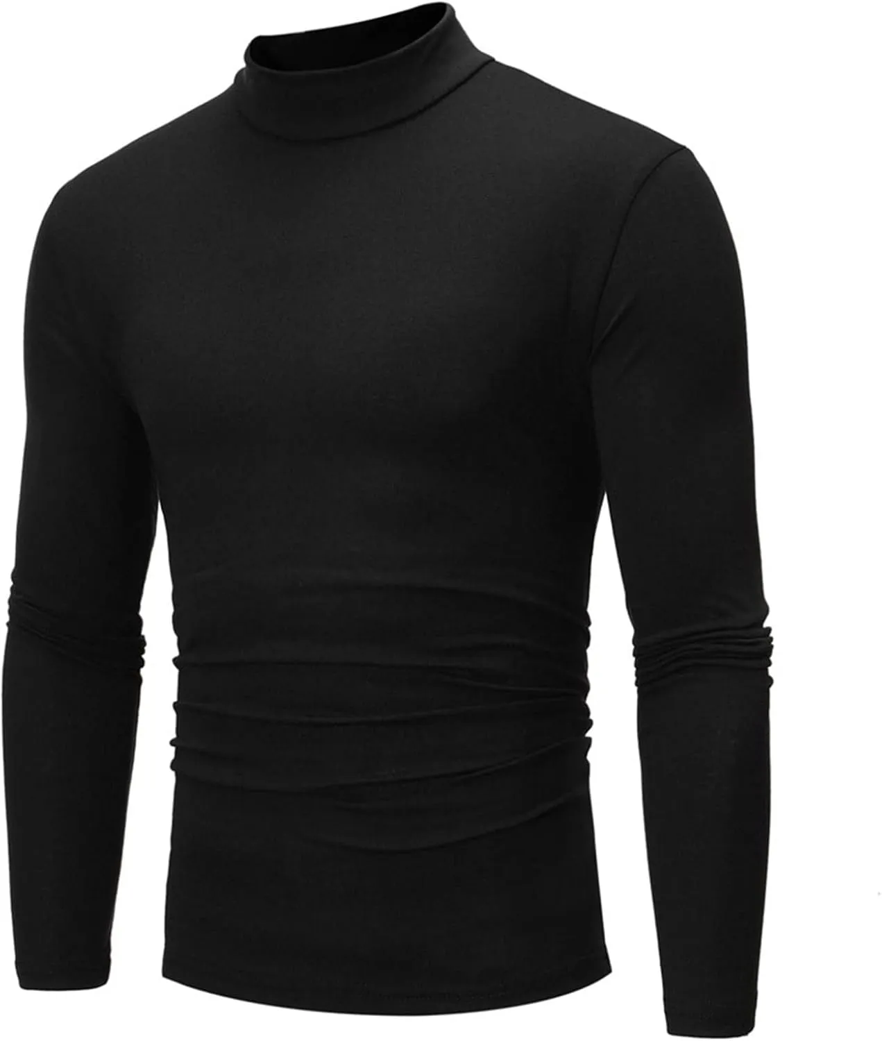 Black T Shirts for Men 2023 Long Sleeve Turtleneck Warm Casual Sweater Soft Comfy Solid Mock Pullover Undershirt
