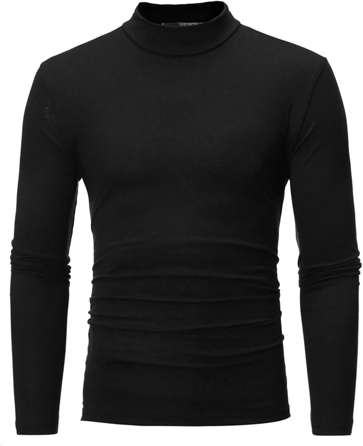 Black T Shirts for Men 2023 Long Sleeve Turtleneck Warm Casual Sweater Soft Comfy Solid Mock Pullover Undershirt