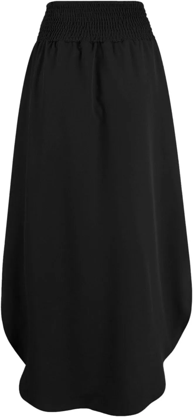 Boho Floral Maxi Skirt Elastic High Waist Tiered Pleated Flowy Long Women Summer Casual Beach Skirt