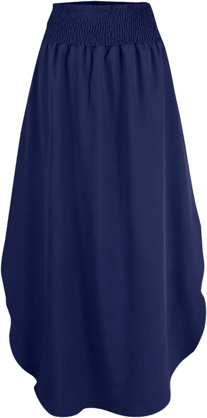 Boho Floral Maxi Skirt Elastic High Waist Tiered Pleated Flowy Long Women Summer Casual Beach Skirt