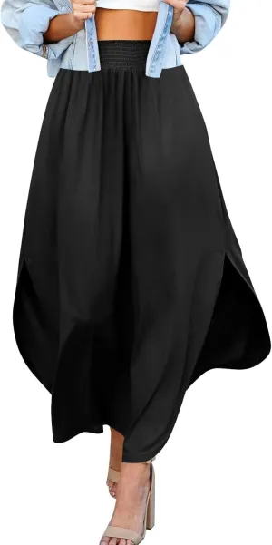 Boho Floral Maxi Skirt Elastic High Waist Tiered Pleated Flowy Long Women Summer Casual Beach Skirt