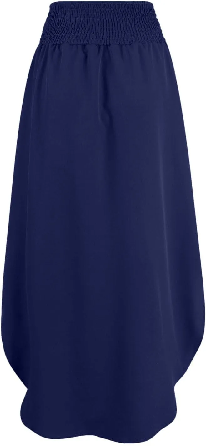 Boho Floral Maxi Skirt Elastic High Waist Tiered Pleated Flowy Long Women Summer Casual Beach Skirt