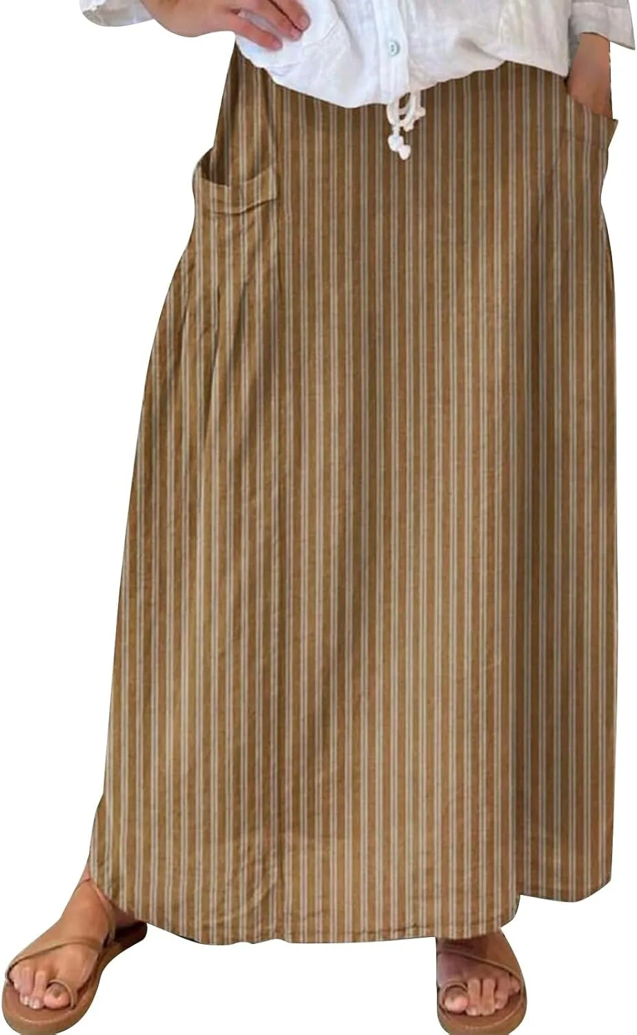 Boho Floral Maxi Skirts Women Elastic High Waist Tiered Pleated Flowy Long Summer Casual Beach Skirt