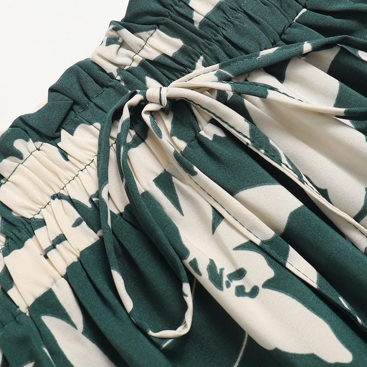 Boho Floral Summer Maxi Skirt Women Elastic High Waist Tiered Pleated Flowy Long Casual Beach Skirt