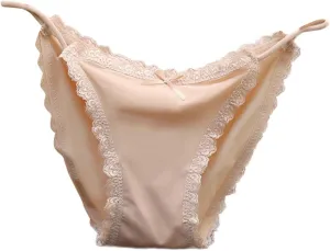 Breathable Lace Underwear for Women Low Rise Thongs Cute Panties Cheeky String Sexy Briefs Ice Silk Tangas
