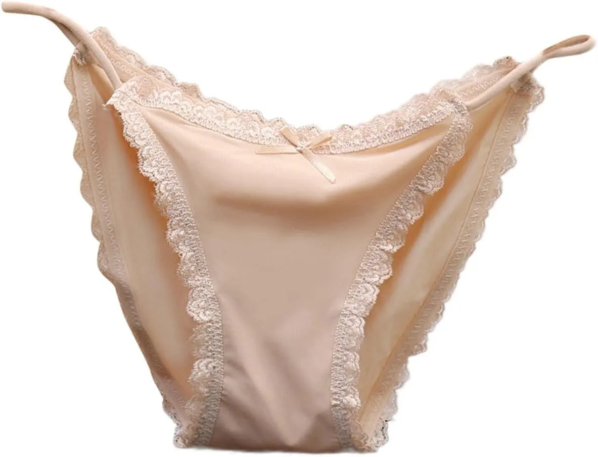 Breathable Lace Underwear for Women Low Rise Thongs Cute Panties Cheeky String Sexy Briefs Ice Silk Tangas