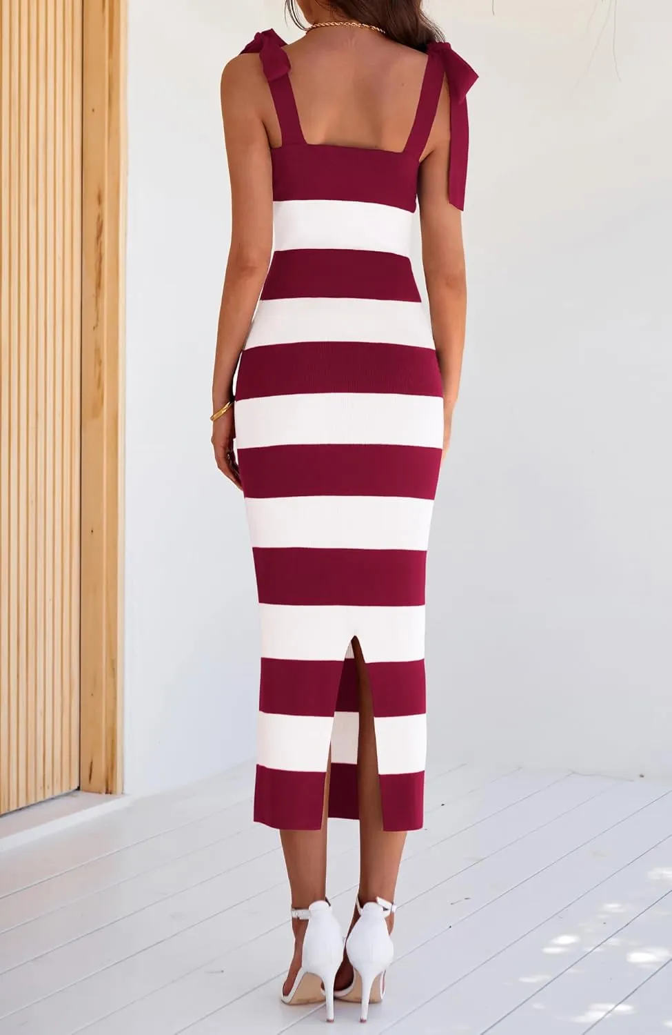BTFBM Casual Spring Dresses for Women 2025 Sleeveless Spaghetti Strap Striped Maxi Dress Party Beach Long Dress