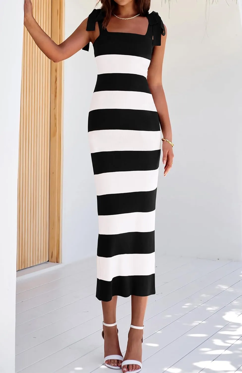 BTFBM Casual Spring Dresses for Women 2025 Sleeveless Spaghetti Strap Striped Maxi Dress Party Beach Long Dress