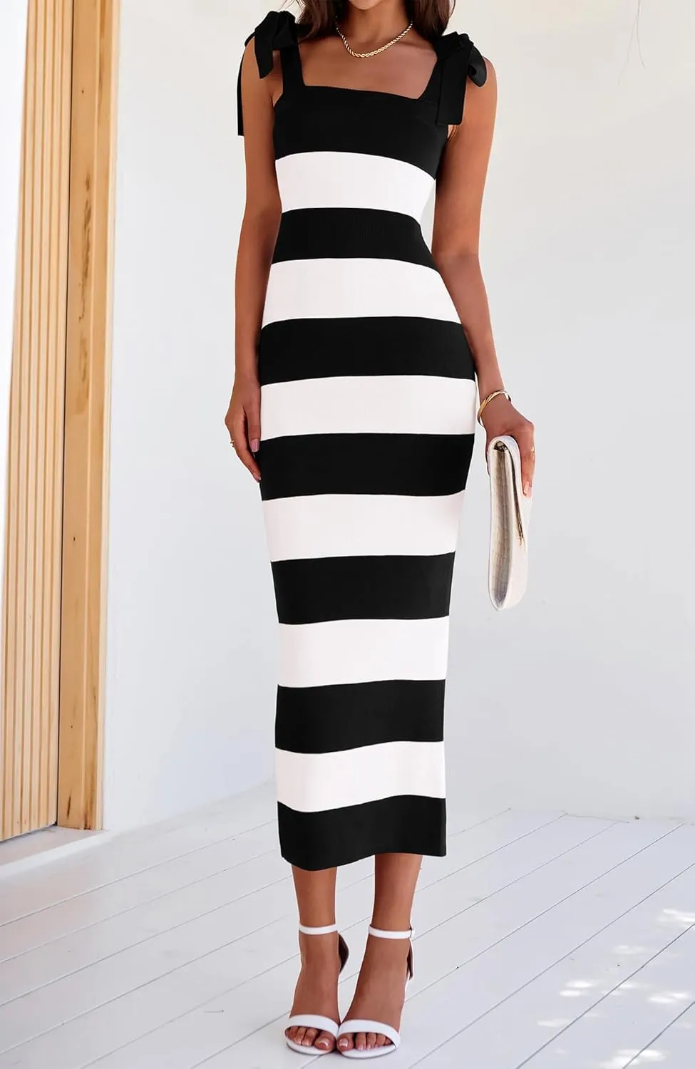 BTFBM Casual Spring Dresses for Women 2025 Sleeveless Spaghetti Strap Striped Maxi Dress Party Beach Long Dress