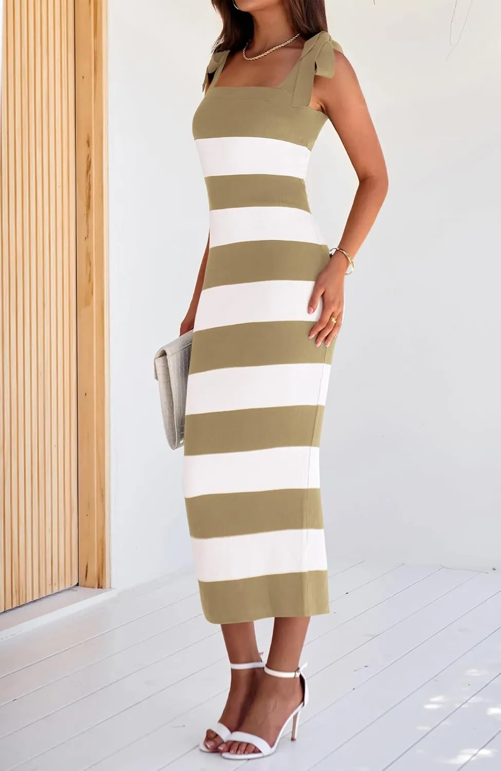 BTFBM Casual Spring Dresses for Women 2025 Sleeveless Spaghetti Strap Striped Maxi Dress Party Beach Long Dress