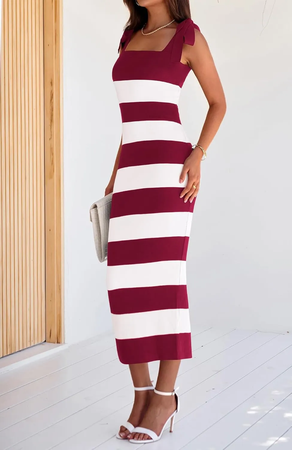 BTFBM Casual Spring Dresses for Women 2025 Sleeveless Spaghetti Strap Striped Maxi Dress Party Beach Long Dress