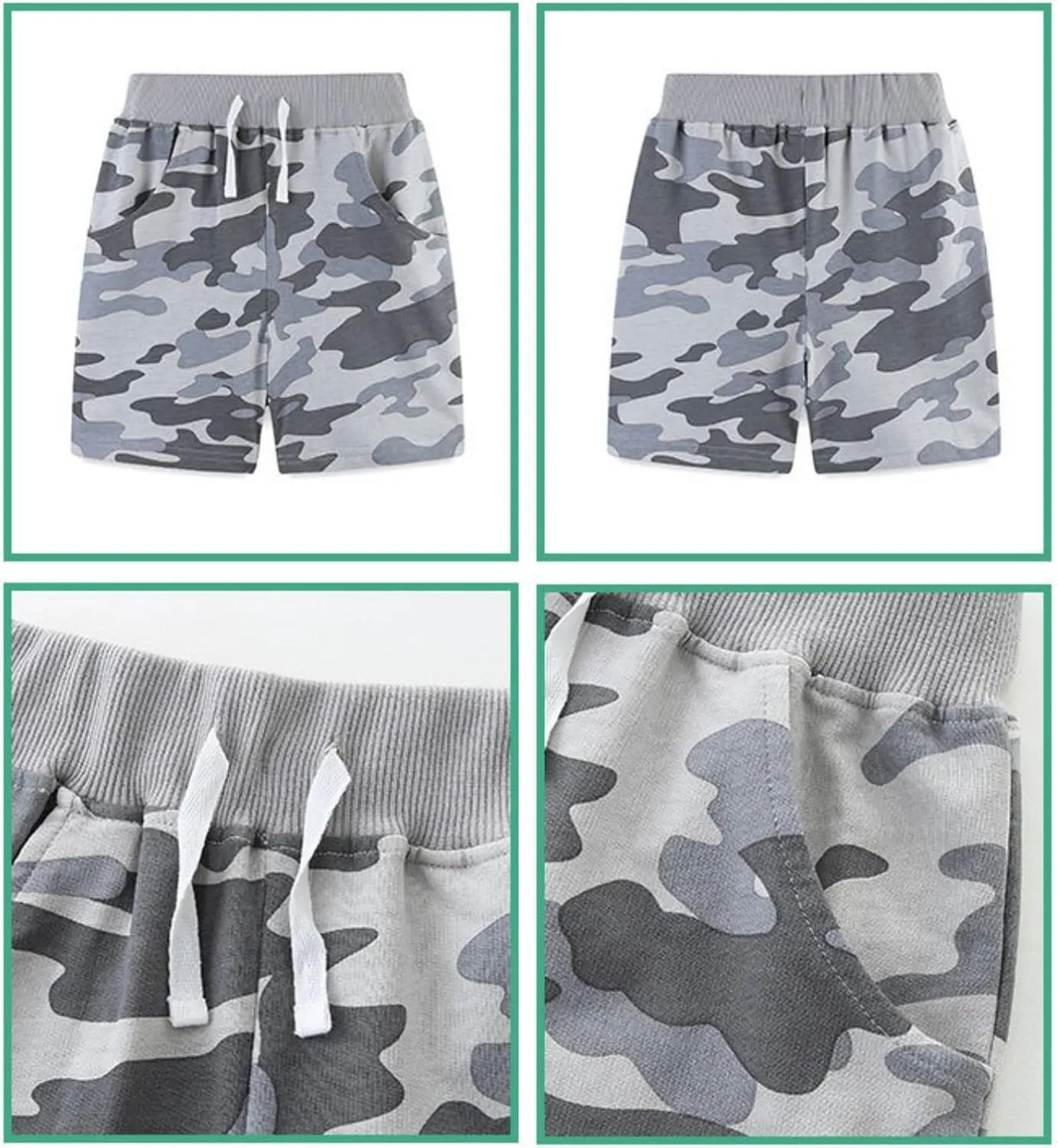 Camouflage Athletic Shorts for Girls Boys Running Gym Workout Shorts for Kids, Activewear Drawstring Baby Girl Outfits