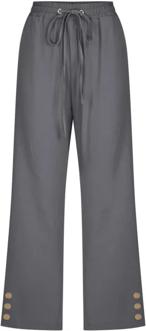 Capri Linen Pants for Women Summer Casual Capris Flowy Straight Leg Beach Trousers with Pockets Women's Linen Capri