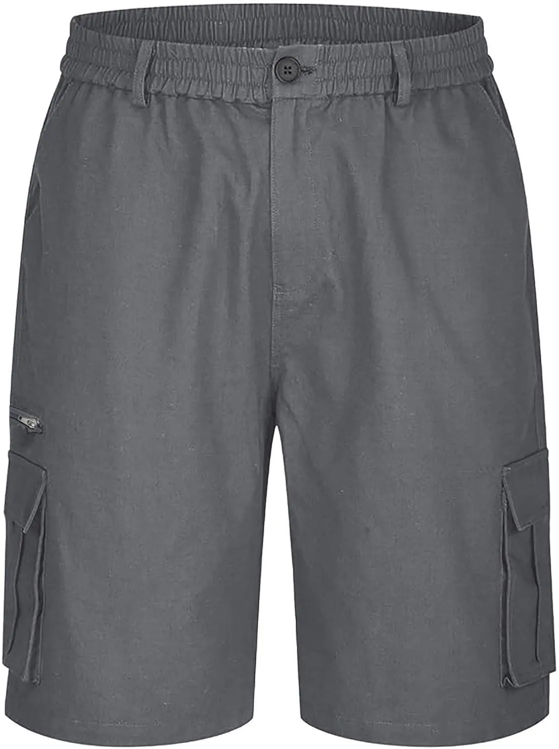 Cargo Shorts for Men Elastic Waist Zipper Relaxed Stretch Lightweight Work Shorts Multi-Pocket Button Summer Tactical Pants