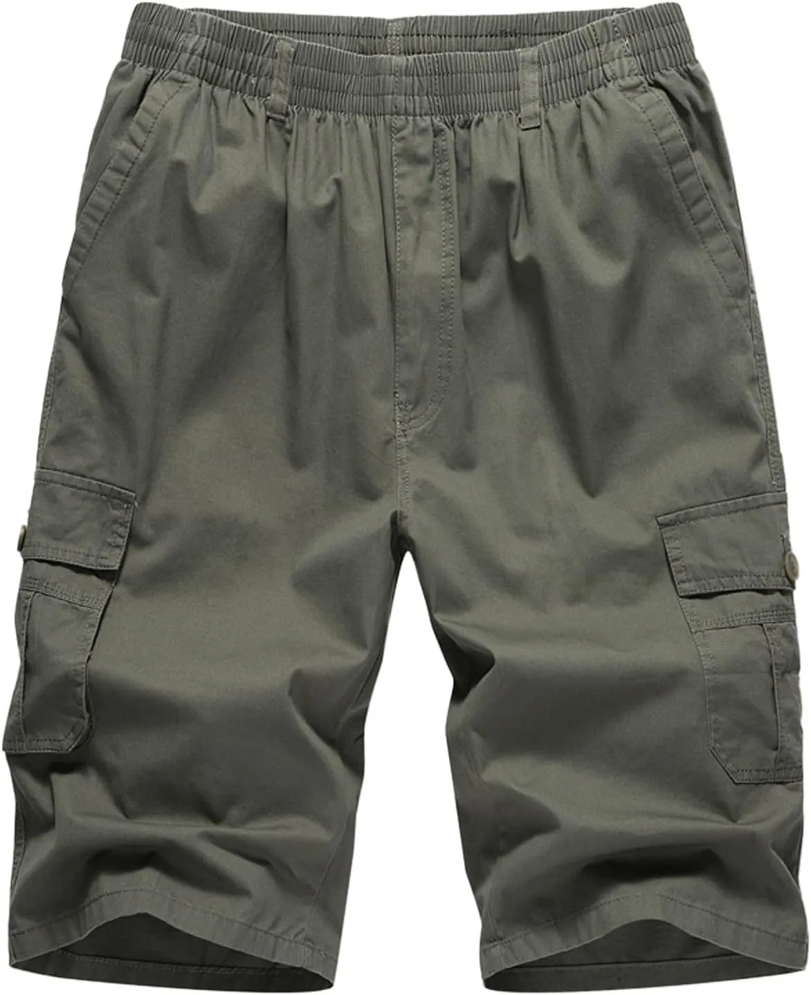 Cargo Shorts for Men Stretch Waist Lightweight Straight Leg Work Shorts Relaxed Fit Multi Pockets Travel Hiking Pants