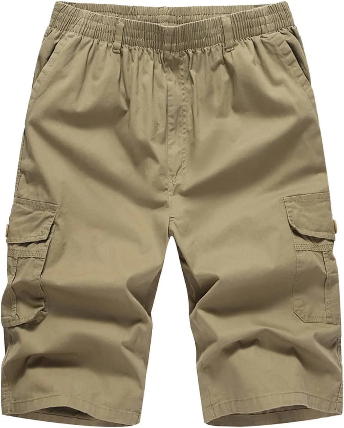 Cargo Shorts for Men Stretch Waist Lightweight Straight Leg Work Shorts Relaxed Fit Multi Pockets Travel Hiking Pants