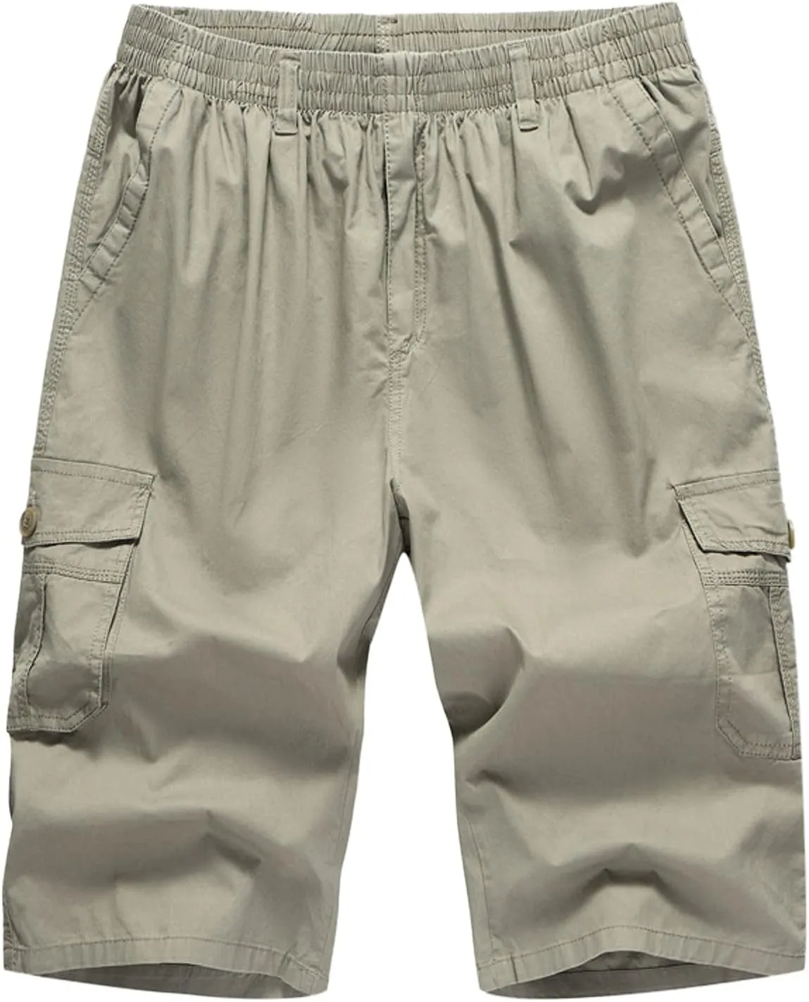 Cargo Shorts for Men Stretch Waist Lightweight Straight Leg Work Shorts Relaxed Fit Multi Pockets Travel Hiking Pants