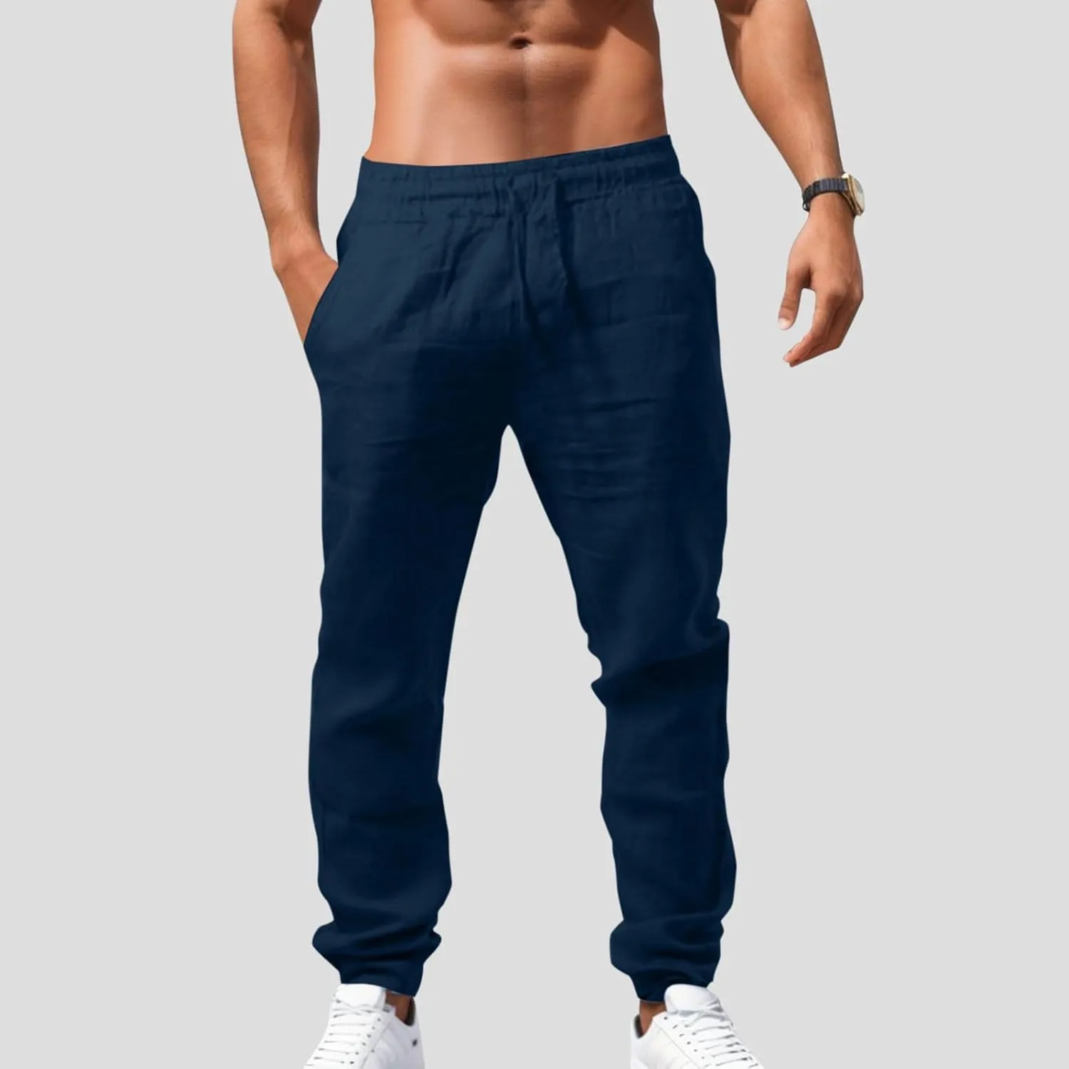 Cargo Work Pant Men's Elastic Waist Casual Cargo Chino Pants Running Workout Sweatpants Loose Fit Joggers