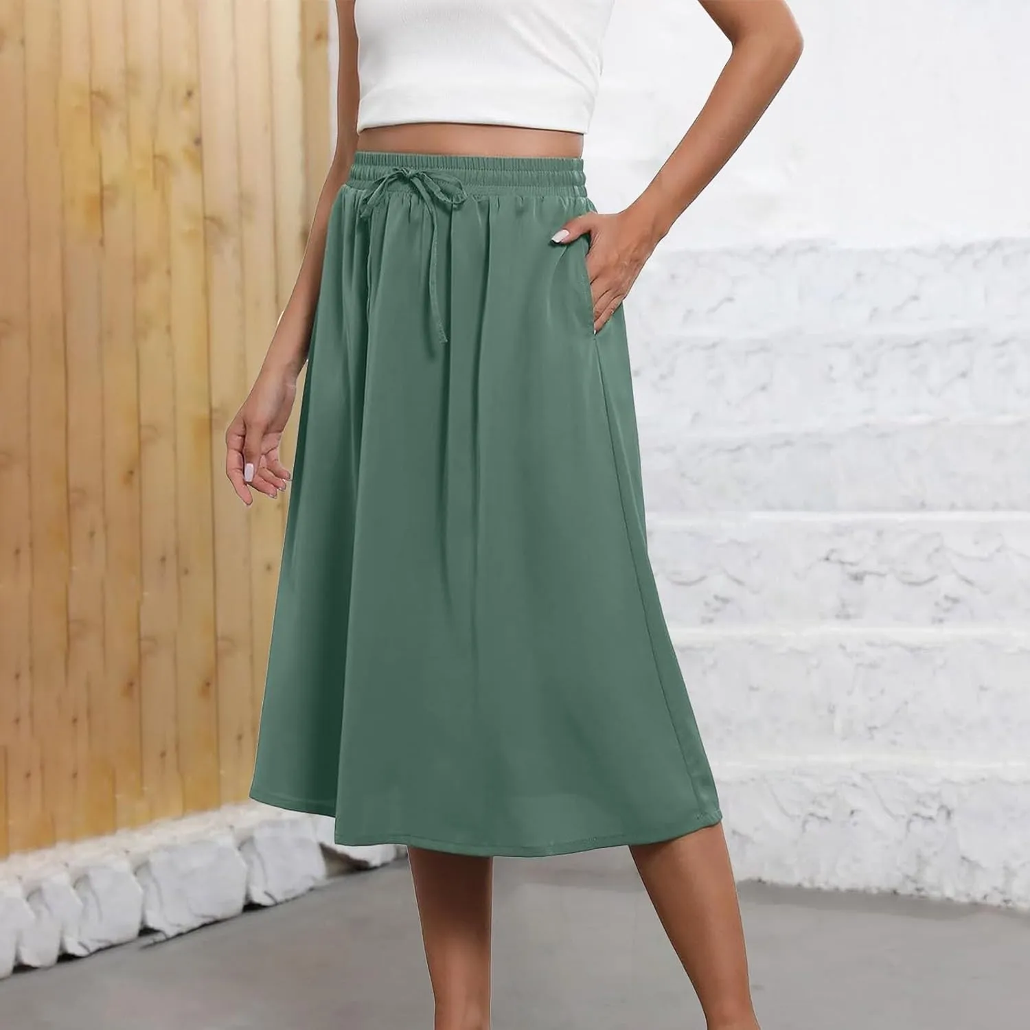 Casual Summer Boho Maxi Skirts for Women High Waist Floral Print Tiered Ruffle Flowy Elastic Waist Beach Long Skirt