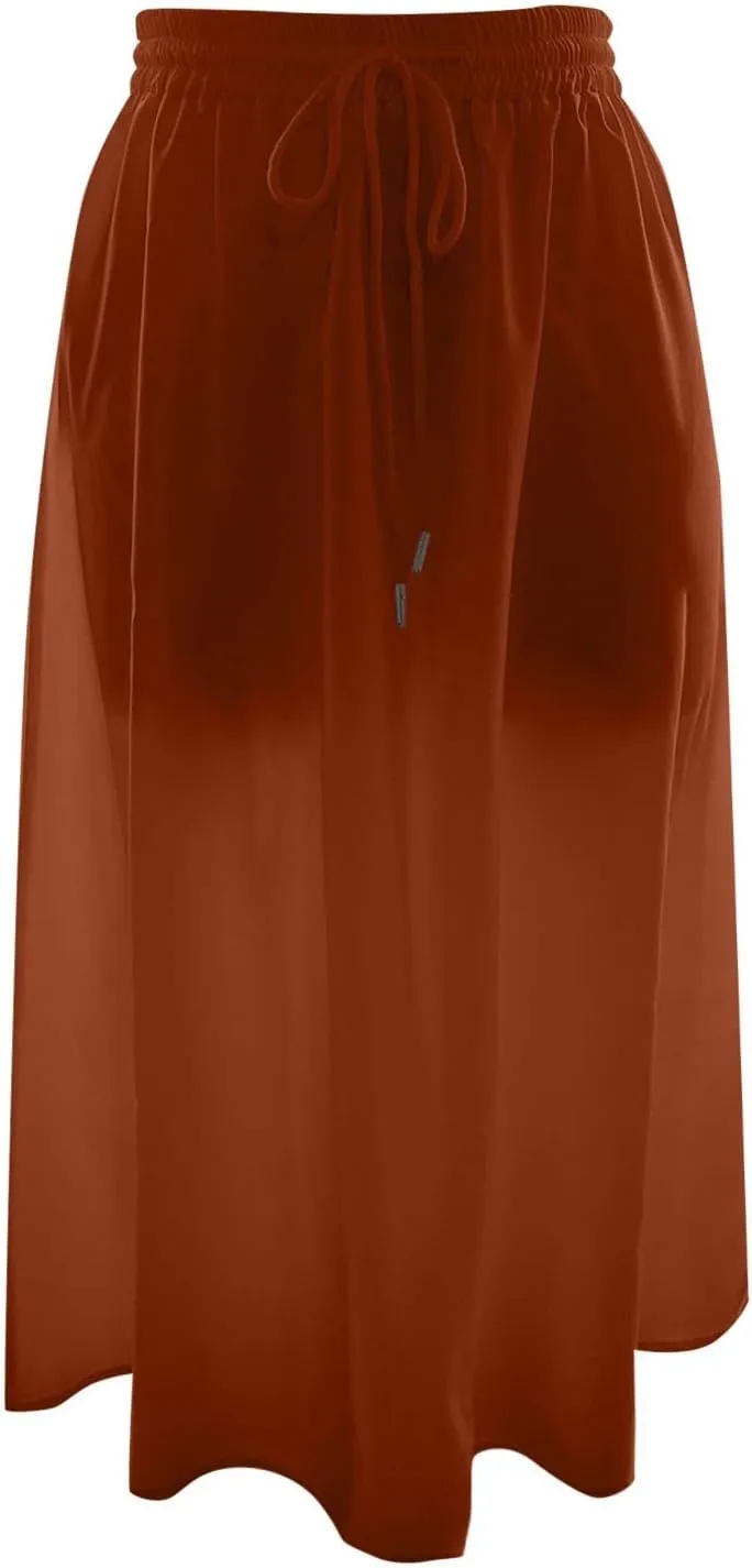 Casual Summer Boho Maxi Skirts for Women High Waist Floral Print Tiered Ruffle Flowy Elastic Waist Beach Long Skirt